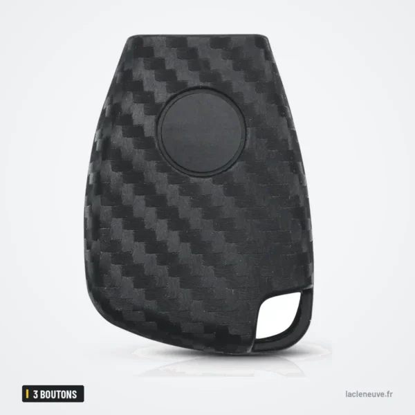 Étui de protection silicone 3 boutons pour Mercedes-Benz Classe B, C, E, CLS - vue de dos, motif texturé et anneau porte-clés