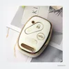 Étui de protection TPU pour télécommande Honda Accord, Civic, CR-V, Pilot - étui blanc et doré fermé sur fond floral