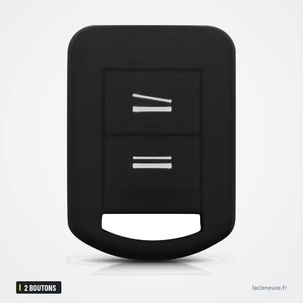 Étui silicone de clé 2 boutons pour Opel Agila, Combo, Corsa, Meriva - étui silicone noir, vue de trois quarts