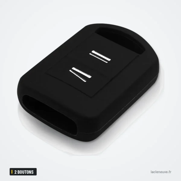 Étui silicone de clé 2 boutons pour Opel Agila, Combo, Corsa, Meriva - étui silicone noir, vue de profil