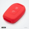 Étui silicone de clé 2 boutons pour Renault Sandero, Dacia Logan, Duster - étui silicone rouge, vue de face
