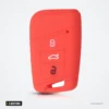 Étui silicone de clé 3 boutons pour Volkswagen Passat B8, Skoda Superb - étui silicone rouge, vue de face
