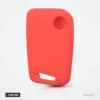 Étui silicone de clé 3 boutons pour Volkswagen Passat B8, Skoda Superb - dos de l'étui rouge, sans boutons visibles