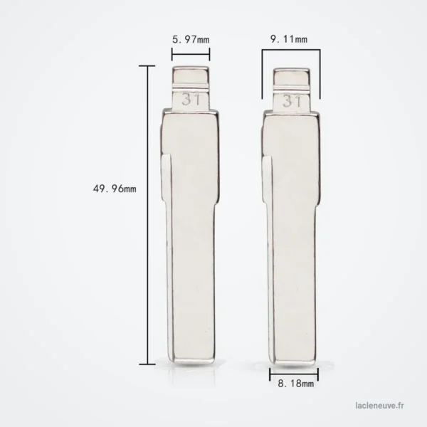 Lame de clé HU66 pour Volkswagen Passat, Bora, Audi A6, Seat, Skoda - lame avec cotes de largeur et longueur