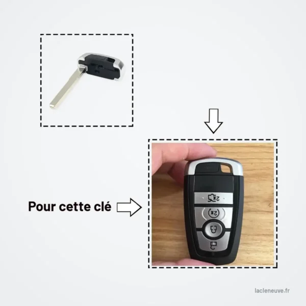 Lame de clé de secours pour Ford Mondeo EcoBoost 2017-2018 - avant et après montage sur la clé