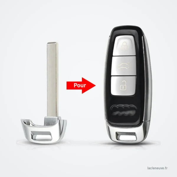 Lame de clé de secours HU66 non taillée pour Audi SQ7, Q7, TT, A8L - comparaison de taille avec une clé à boutons