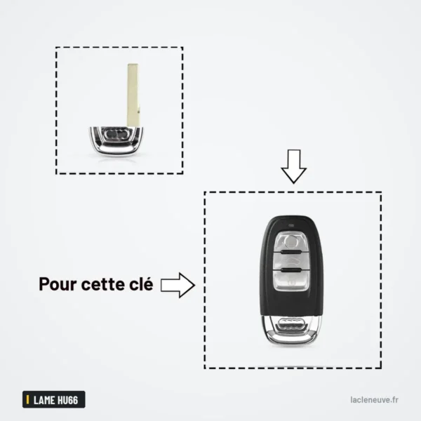 Lame de clé vierge pour Audi A3, A4, A6, Q5, Q7, lame HU66 - schéma de compatibilité avec la clé pliante