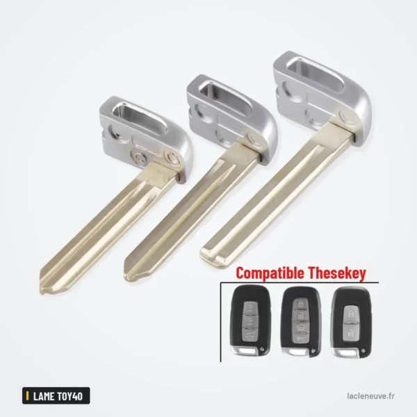 Lame de clé vierge pour Hyundai i30, ix35, Kia Sportage, K5, lame TOY40 - trois têtes de lame métalliques alignées