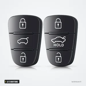 Pavé de boutons caoutchouc 2/3 boutons pour Hyundai IX35, I30, Kia Rio, K5 - deux coques de boutons comparées côte à côte