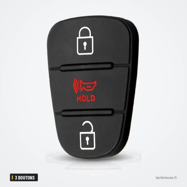 Pavé de boutons en caoutchouc 3 boutons pour Hyundai i30, Kia Rio, K5 - pavé de boutons avec icône cadenas et mention hold